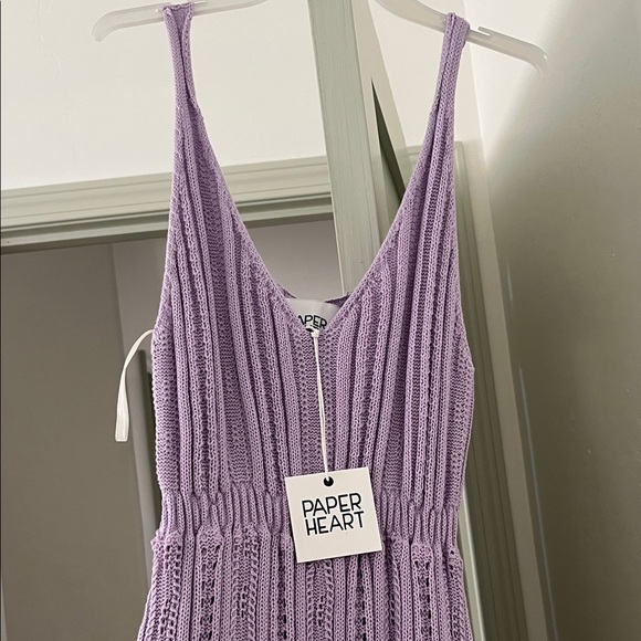 Elegant Lavender Midi Crochet Dress - Picture 2 of 7